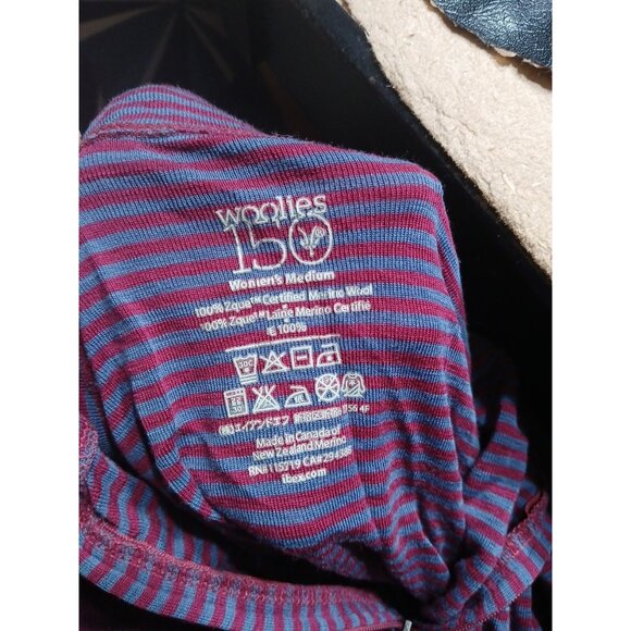 Ibex Woolies 150 Quarter Zip 100% Merino Wool Base Layer Top Size Medium Stripe - Picture 5 of 9
